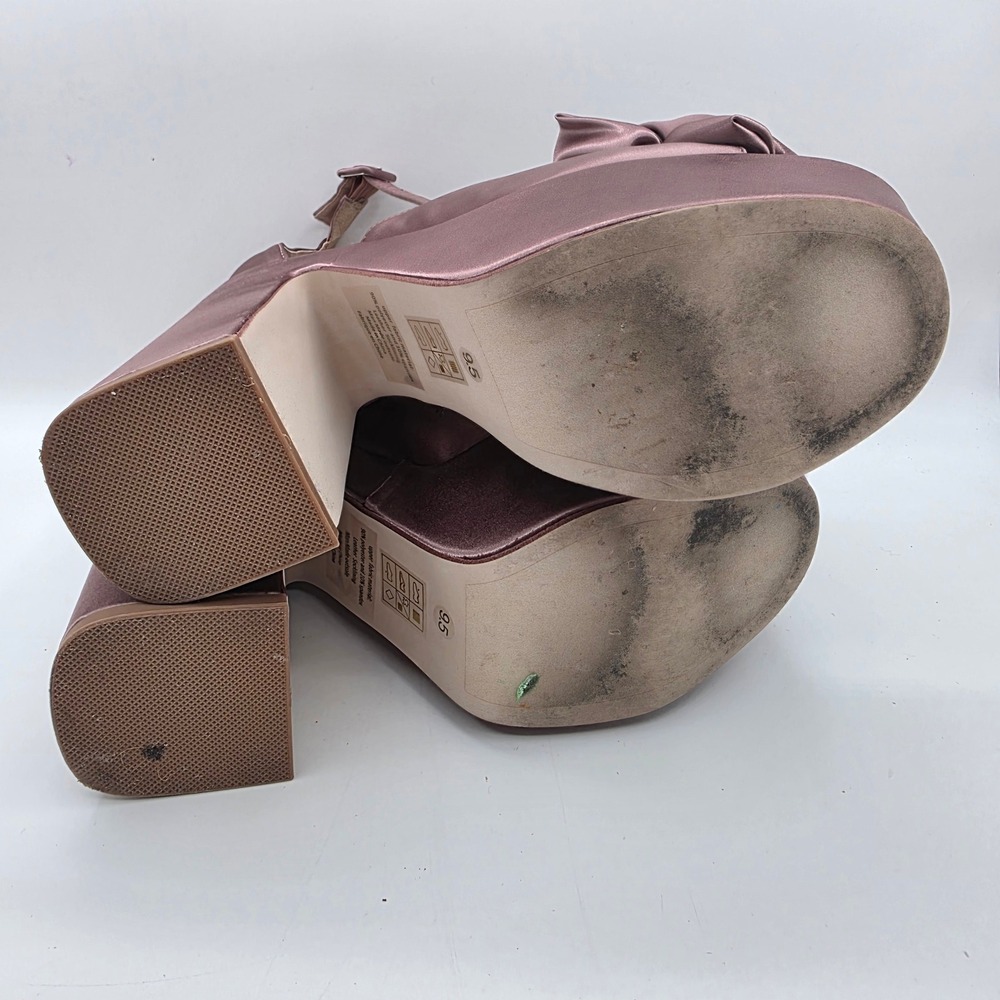 Jeffrey Campbell On My Way Platform Dark Lilac Satin Rosette Heels Womens 9.5 - Picture 6 of 8